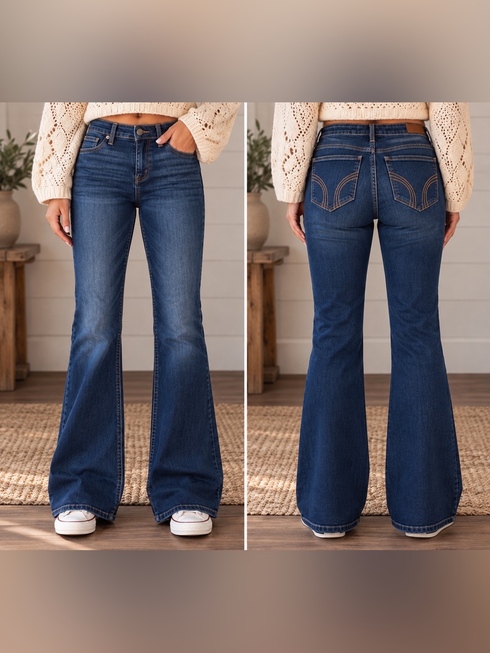 Hollister Mid-Rise Bootcut Jeans 9S/8S W29S Dark Wash
